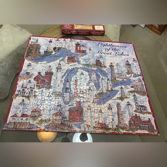 30" x 24" 1000 pc Heritage Jigsaw Puzzle - “ Lighthouses of the Great Lakes” - Picture 2 of 4